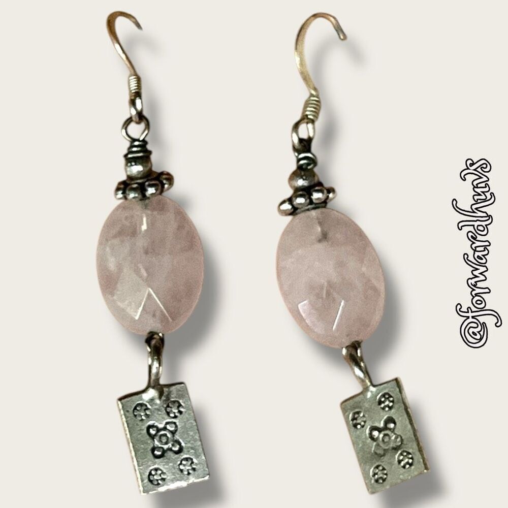 Faceted Pink Quartz Dangle Earrings